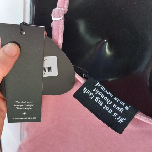 Killstar velvet soft pink pentagram strappy crop tank top! Nwt! - Picture 5 of 5